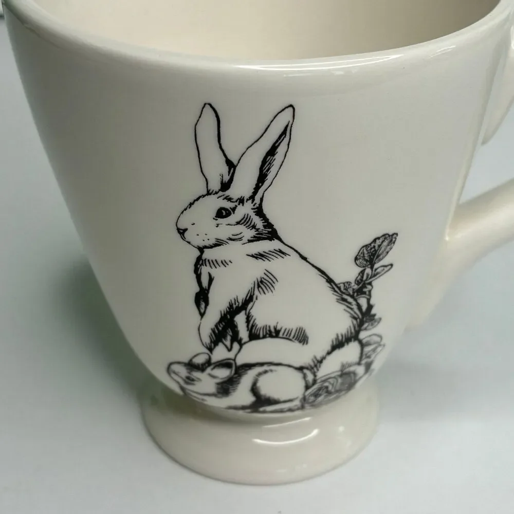 Barnyard Toile Rabbit Footed Coffee Mug Cup Andrea by Sadek Trostli Retired